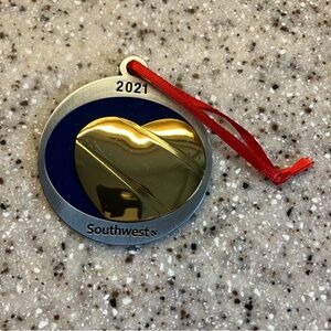 Southwest Airlines 2021 50 years, One Heart Gold and Blue Ornament